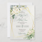 Invitation de mariage rose à fleurs de verdure bla (Devant)