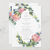 Invitation de mariage rose à la florale Protea (Devant / Derrière)