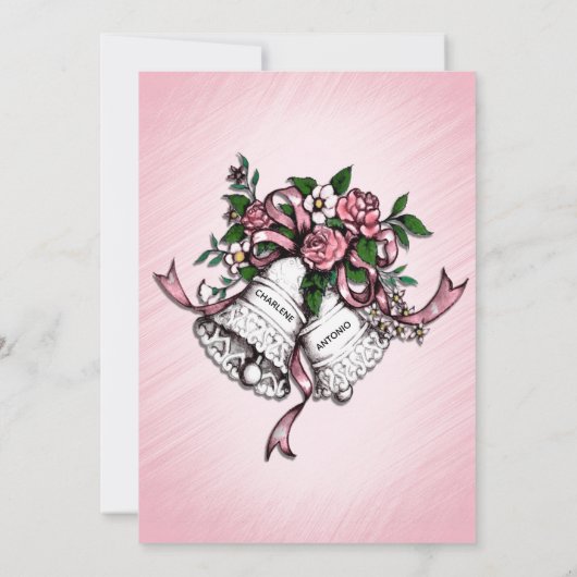 Invitation de Mariage rose Bells (Dos)