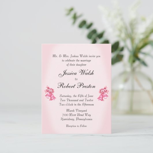 Invitation de Mariage rose Bells (Debout devant)
