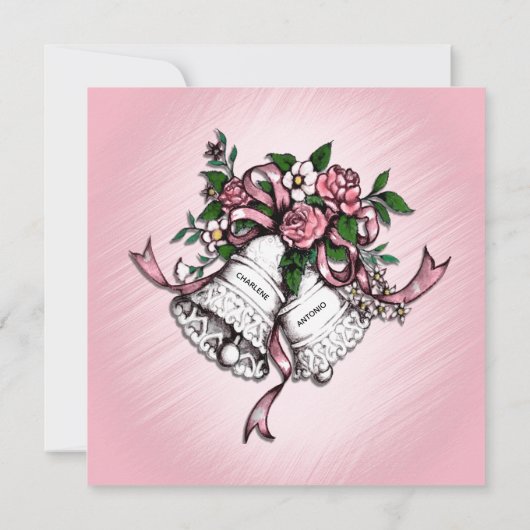 Invitation de Mariage rose Bells (Dos)