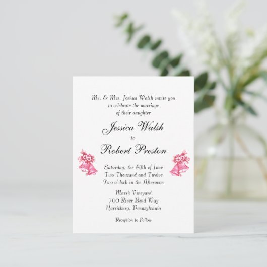 Invitation de Mariage rose Bells (Debout devant)