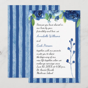 Invitation de mariage Rose Bleue