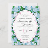 Invitation de mariage Rose Bleue et Blanche avec B (Devant)