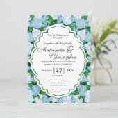 Invitation de mariage Rose Bleue et Blanche avec B (Debout devant)