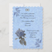 Invitation de mariage rose bleue vintage (Dos)