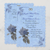 Invitation de mariage rose bleue vintage (Devant / Derrière)