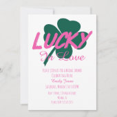 Invitation de mariage rose chanceux de la Saint-Pa (Devant)