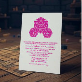 Invitation de mariage rose D20 dés