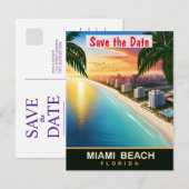 Invitation de mariage rose de Miami Beach Floride (Devant / Derrière)
