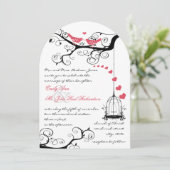 Invitation de mariage rose des Inséparables modern (Debout devant)