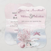 Invitation de mariage rose Dream Shore Beach (Devant / Derrière)