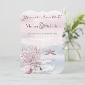 Invitation de mariage rose Dream Shore Beach (Debout devant)