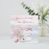 Invitation de mariage rose Dream Shore Beach (Debout devant)