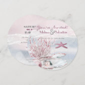 Invitation de mariage rose Dream Shore Beach (Devant / Derrière)