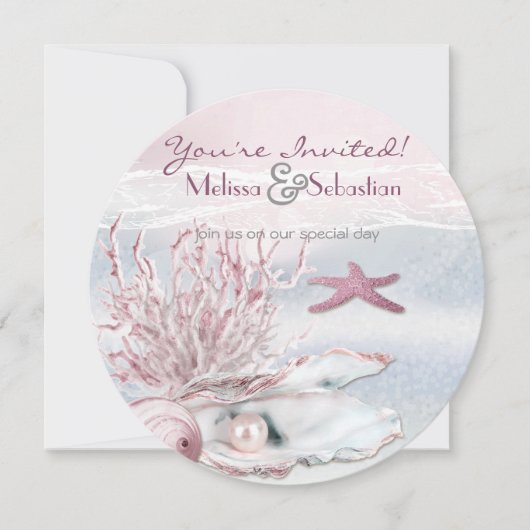 Invitation de mariage rose Dream Shore Beach (Devant)