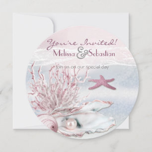 Invitation de mariage rose Dream Shore Beach