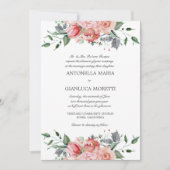Invitation de mariage rose Elegant tout en un avec (Devant)