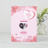 Invitation de mariage rose élégante (Debout devant)