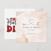 Invitation de mariage rose Enregistrez la date (Devant / Derrière)