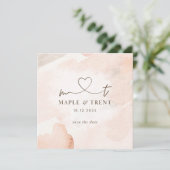 Invitation de mariage rose Enregistrez la date (Debout devant)
