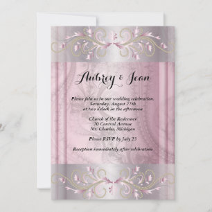 Invitation de mariage rose et argent