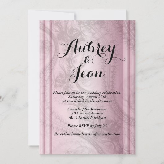 Invitation de mariage rose et noir (Devant)
