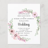 Invitation de mariage rose Feuilles Budget (Devant)