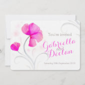 Invitation de mariage rose fleur sauvage d'aquarel (Devant)