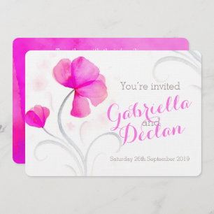 Invitation de mariage rose fleur sauvage d'aquarel
