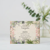 Invitation de mariage rose fleuri de printemps (Debout devant)
