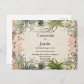 Invitation de mariage rose fleuri de printemps (Devant / Derrière)