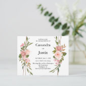 Invitation de mariage rose floral (Debout devant)
