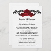 Invitation de mariage Rose Goth Swirl, Rouge (Devant / Derrière)