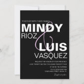 Invitation de mariage rose noir de script AMPERSAN (Devant)