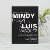 Invitation de mariage rose noir de script AMPERSAN (Debout devant)