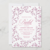Invitation de mariage Rose Poussiéreuse Rose Fleur (Devant)