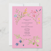 Invitation de mariage rose rétro (Devant)