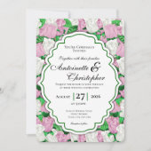 Invitation de mariage Rose Rose et Blanche - Bordu (Devant)