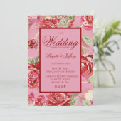 Invitation de mariage rose rouge (Debout devant)