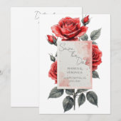 Invitation de mariage Rose Rouge (Devant / Derrière)