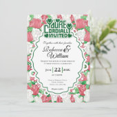 Invitation de mariage Rose Rouge & Blanche - Lettr (Debout devant)