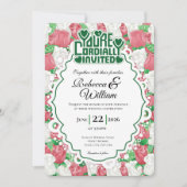 Invitation de mariage Rose Rouge & Blanche - Lettr (Devant)