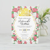 Invitation de mariage Rose Rouge & Blanche - Lettr (Debout devant)