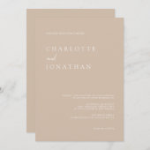 Invitation de mariage rose taupe écriture moderne  (Devant / Derrière)