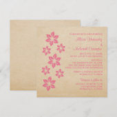 Invitation de mariage rose tropical floral (Devant / Derrière)