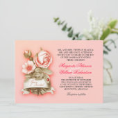invitation de mariage rose vintage (Debout devant)