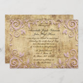 Invitation de mariage rose Vintage (Devant / Derrière)