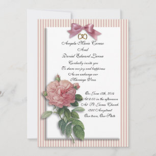 Invitation de mariage rose vintage shabby chic