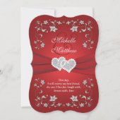 Invitation de mariage | Rouge, Argent, Floral, Coe (Devant)